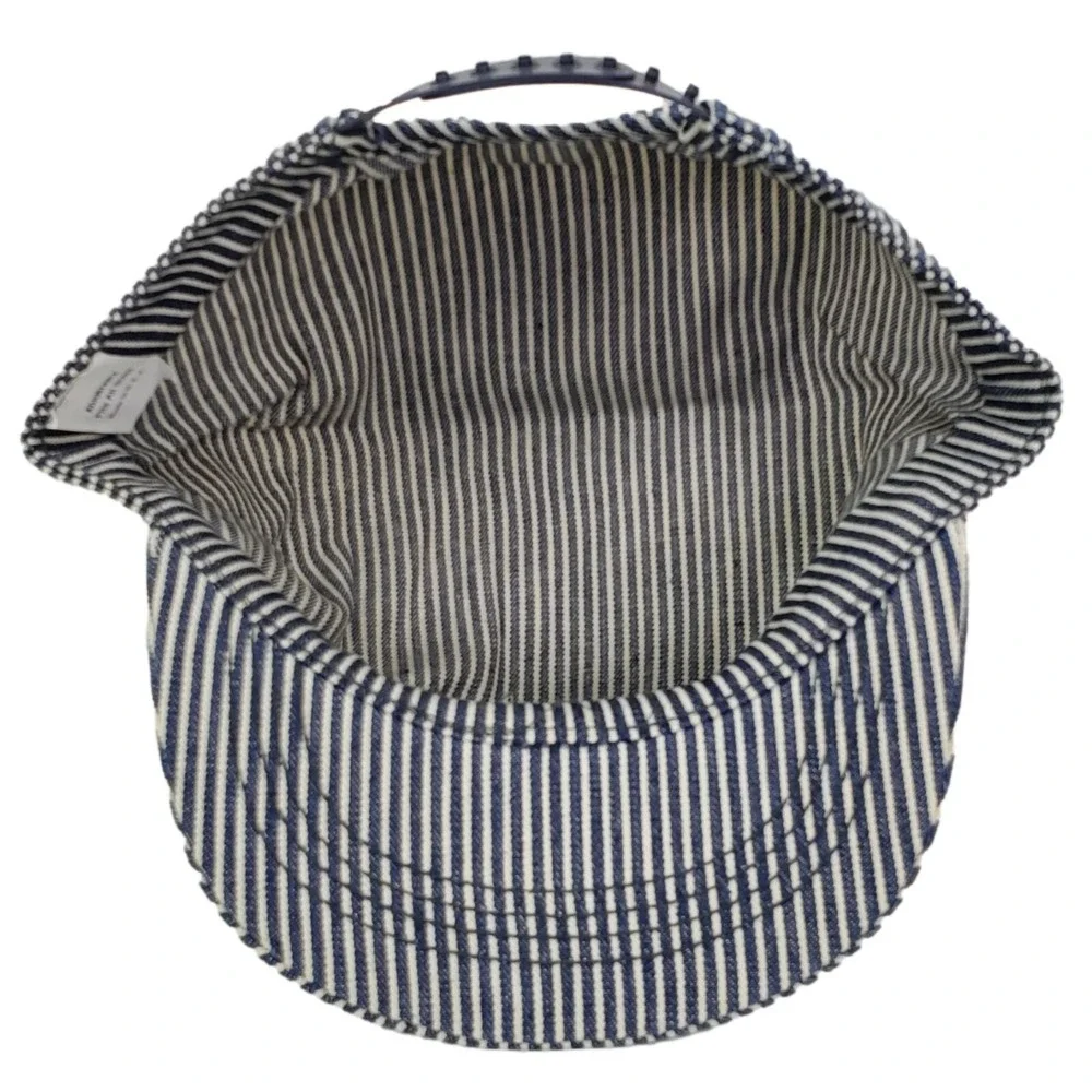 Vintage Pufferbilly Days 1990 Engineer Hat OS Blue Hickory Stripe Denim USA Made